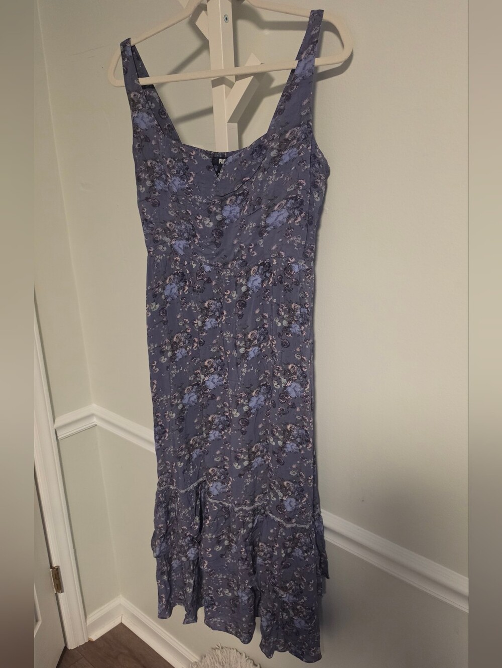 PAIGE Michelada Floral Print Tiered Midi Dress Sz Small Romance Cottagecore - Picture 11 of 14